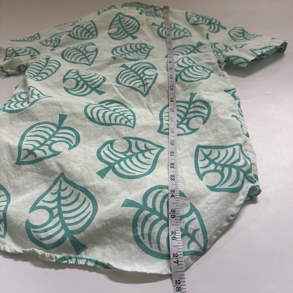 Animal Crossing x Cakeworthy Button Up Shirt Small Teal Leaf All Over Print - Picture 7 of 9